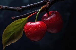 Cereza Fruta ai generado foto