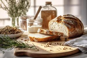 Bread with cereals in the kitchen photo