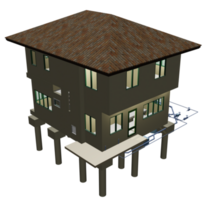 3D illustration of building project in transparent png
