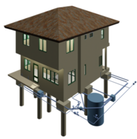 3D illustration of building project in transparent png