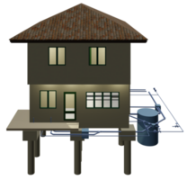 3D illustration of building project in transparent png