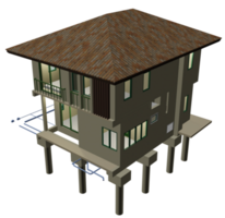 3D illustration of building project in transparent png