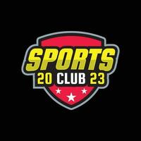 Deportes club 2023 logo diseño concepto con resguardado y estrellas, Deportes club vector editable logo modelo