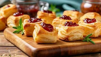 hinchado Pastelería en el cocina ai generado foto