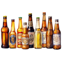 bier flessen waterverf hand- getrokken illustratie ai generatief png