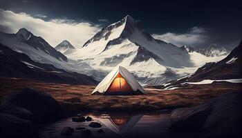 Nature beauty in tranquil camping landscape amidst wilderness generated by AI photo