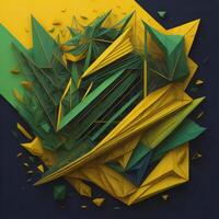 abstract geometric shapes in green, yellow and blue colors. photo