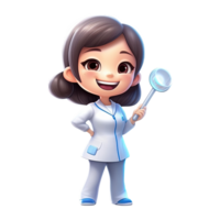 3d carino cartone animato dentista personaggio su trasparente sfondo. generativo ai png
