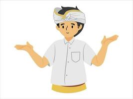 Presentation character Balinese male wearing traditional clothes vector