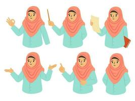 People Character Muslim Islamic wearing Hijab vector