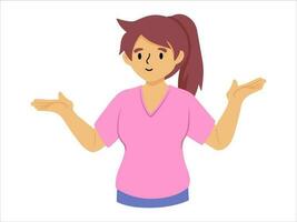 Young Female character wearing T-shirt vector