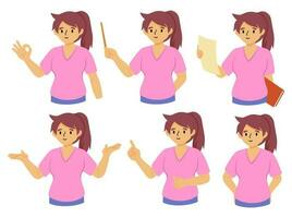 People Young female character wearing T-shirt vector