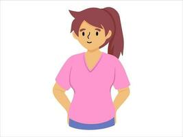 Presentation character Young Female wearing T-shirt vector