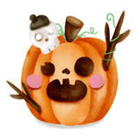 schattig tekenfilm halloween concept.digitaal schilderij waterverf illustratie.cartoon karakter hand- getrokken element.design voor textuur, stof, plakboek, decoratie, groet kaart, uitnodiging, afdrukken sjabloon. png