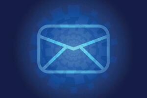 blue mail icon on metal background vector