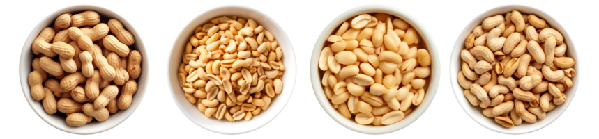 Peanut on white bowl, aerial view with transparent background, Technology png