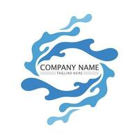 wave and water Isolated round shape logo Blue color logotype Flowing water image. Sea, ocean, river surface vector