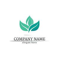 Tree leaf vector and green logo design friendly concept