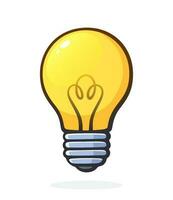 Cartoon illustration. Light bulb. Symbol of idea, new solution and creativity. Graphic design with contour. Clip-art print for signboard, showcase, greeting card. Isolated on white background vector