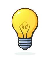 Cartoon illustration. Light bulb. Symbol of idea, new solution and creativity. Graphic design with contour. Clip-art print for signboard, showcase, greeting card. Isolated on white background vector