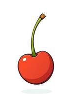 Cartoon illustration of cherry with the stem vector