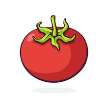 Cartoon illustration of red tomato with a stem vector