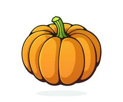 Cartoon illustration of orange pumpkin with green stem vector