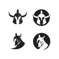 espartano logo negro gladiador y vector diseño casco y cabeza negro