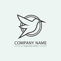 Birds and swallow dove logo design and vector animal wings and flying bird