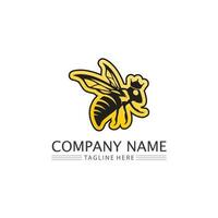 Honey and bee icon logo vector animal design and illustration