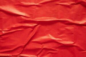 Blank red crumpled and creased paper poster texture background photo