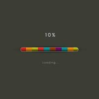 Rainbow loading bar in progress symbol, icon, banner. rainbow 10 pecent loading sign vector illustration on dark background. Used for updating and upgrade concept