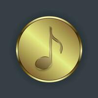 Golden music icon on thecenter of circle, symbol, element concept of entertaiment design vector