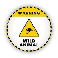 Warning wild animal of road sign of crossing. Circle shape of warning signg vector illustration