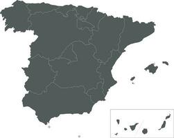 Vector blank map of Spain with regions and territories and administrative divisions. Editable and clearly labeled layers.