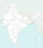 Vector blank map of India with states and territories and administrative divisions, and neighbouring countries. Editable and clearly labeled layers.