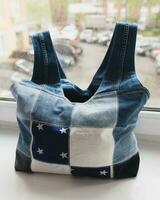 Handmade denim bags for everyday use - a gift for a woman to a friend photo