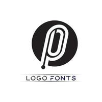 p letra y fuente logo p diseño vector empresa identidad empresarial