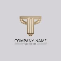 T letter, T logo vector font alphabet design and icon T