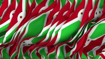 Burundi bandera paño sin costura serpenteado ondulación, 3d representación video