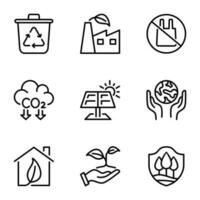 set of save nature line icons vector