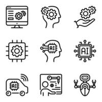 set of artificial intelligent line icons vector