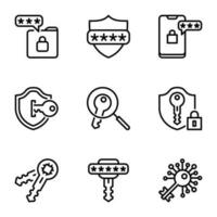 password line icons set vector