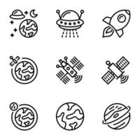 set of space line icons vector