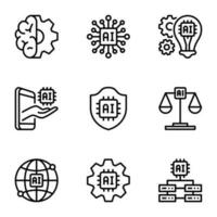 artificial intelligent line icons set vector