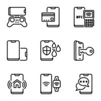 set of smartphone line icons vector