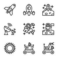 space line icons set in outline style vector