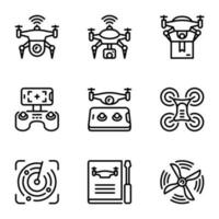 set of drone line icons set vector