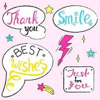 Set of speech bubbles with compliment phrases vector