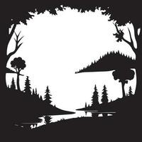 Vector Tree Silhouette, Forest vector Silhouette, Black and white Tree and Forest Silhouette.